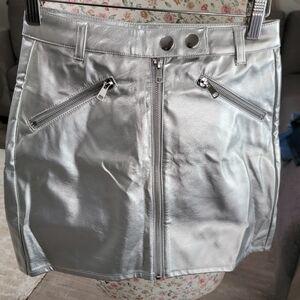 NWT Silver Metallic Mini Skirt